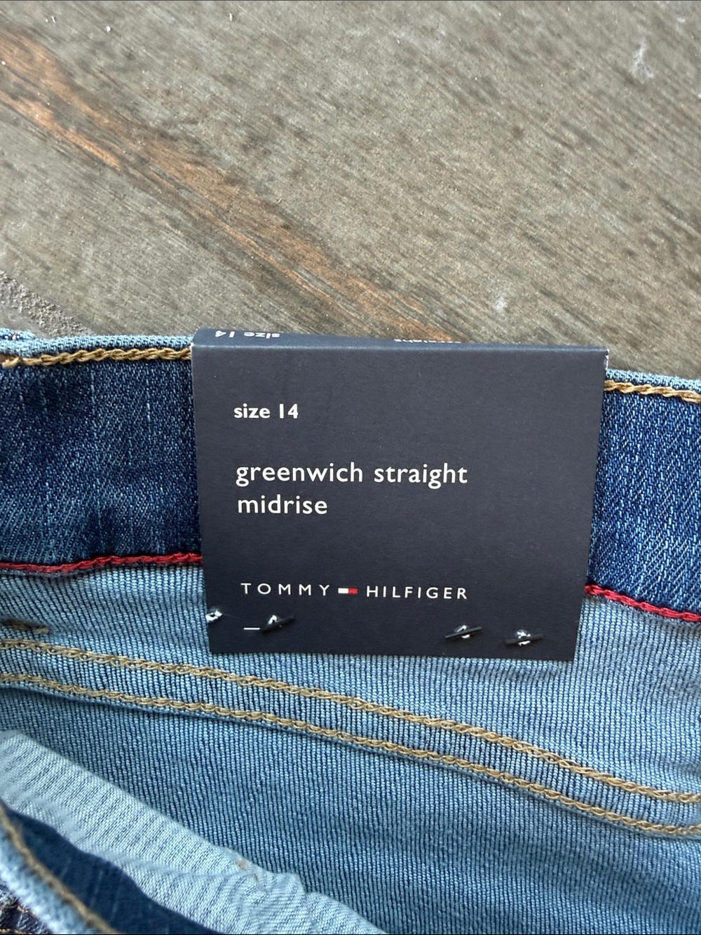 Tommy Hilfiger Medium Blue Straight Leg Jeans with Hem Embellishment - Picture 4 of 5
